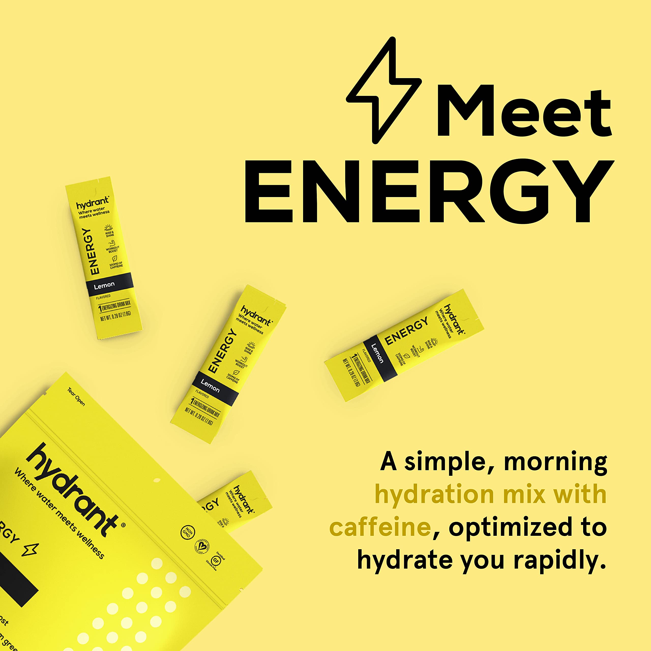 Amazon.com: HYDRANT Energy Lemon Flavor 30 Stick Pack, Caffeine